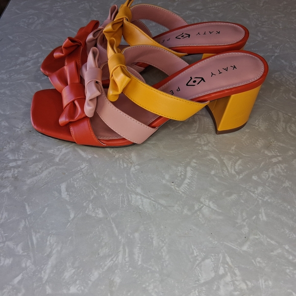 Katy Perry The Tooliped Bow Sandalss Block Heels 5.5 Mango Pink Orange Colorway - Picture 5 of 9